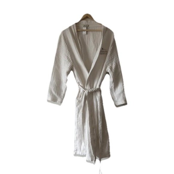 Sunday Citizen Anthropologie Robe Muslin Kimono Cotton Waffle S /M White Spa - Picture 1 of 15